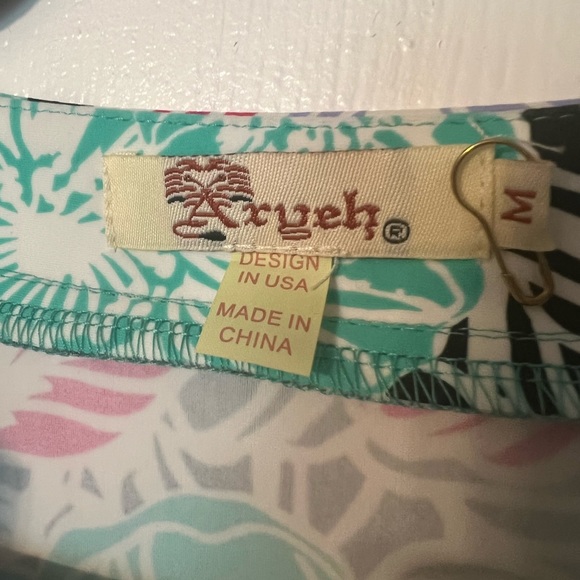 NWOT medium floral ruffle aryeh dress spandex nylon - Picture 8 of 8